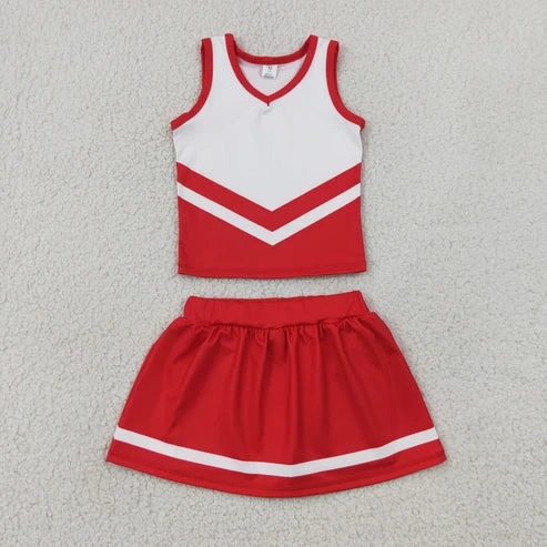 RTS NO MOQ Sibling yoga fabric Toddler Girls Striped Sleeveless Vest Top Skort Shorts Yoga Active Outfit Set