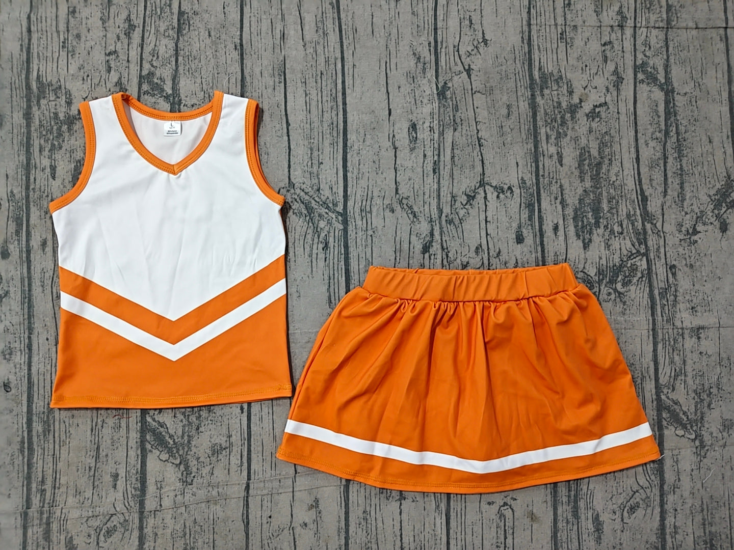 6.21 GSD4199Sample No Moq Sleeveless orange navy top skirt girls team cheer active set（副本）