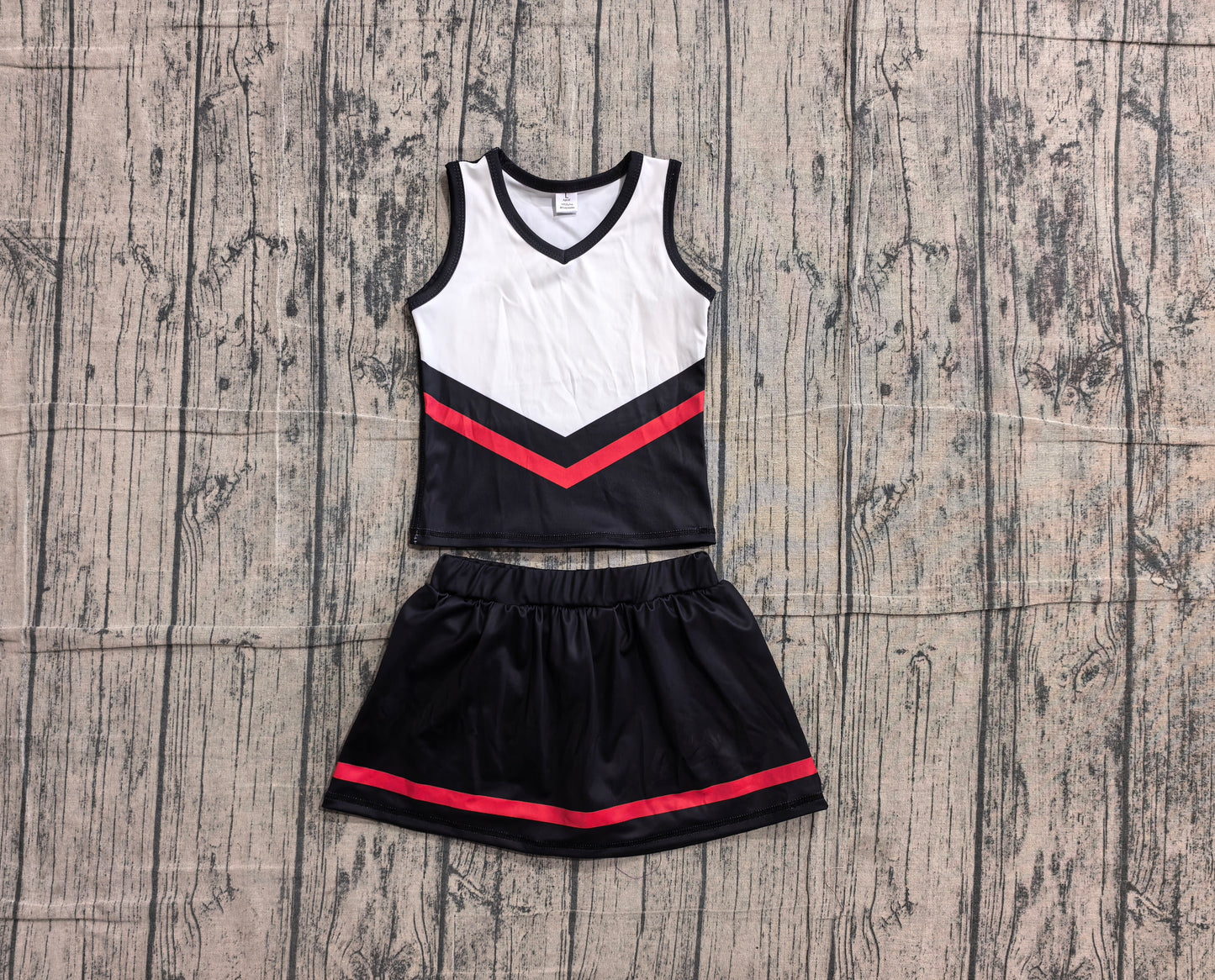 6.1 GSD4200 Sample No Moq Sleeveless black red top skirt girls team cheer active set