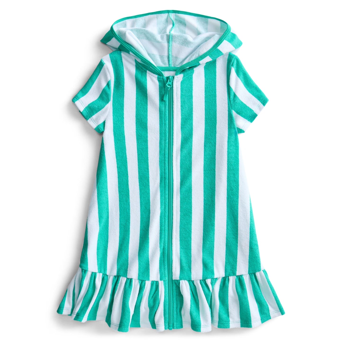 5.8 Pre order No Moq Baby Girls Stripe Zip Hoodie Yoga Active Knee Length Dress Jackets