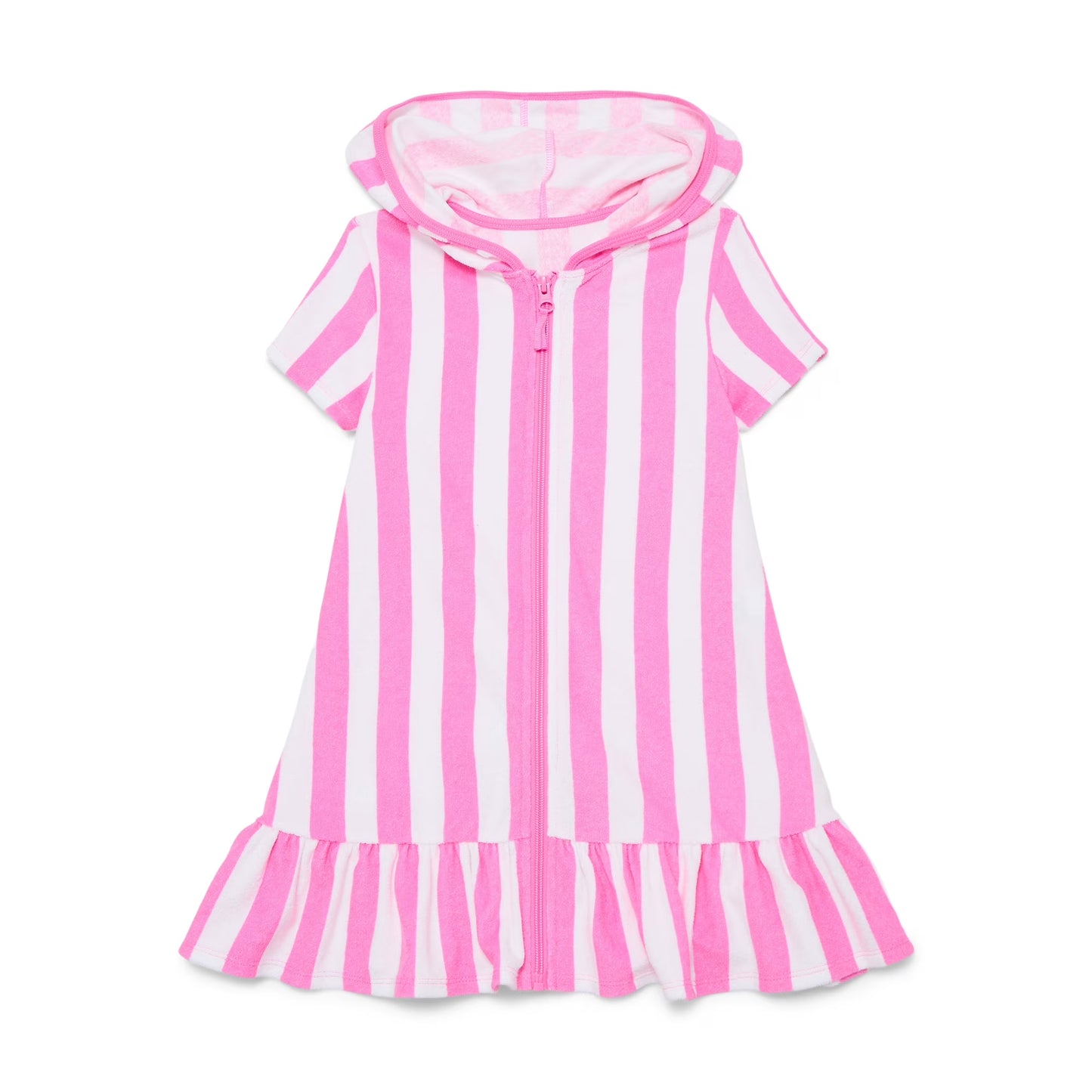 5.8 Pre order No Moq Baby Girls Stripe Zip Hoodie Yoga Active Knee Length Dress Jackets