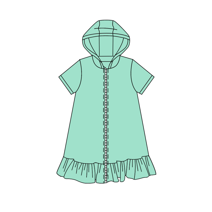 5.8 Pre order No Moq AIER-1  Baby Girls Zip Hoodie Yoga Active Knee Length Dress Jackets