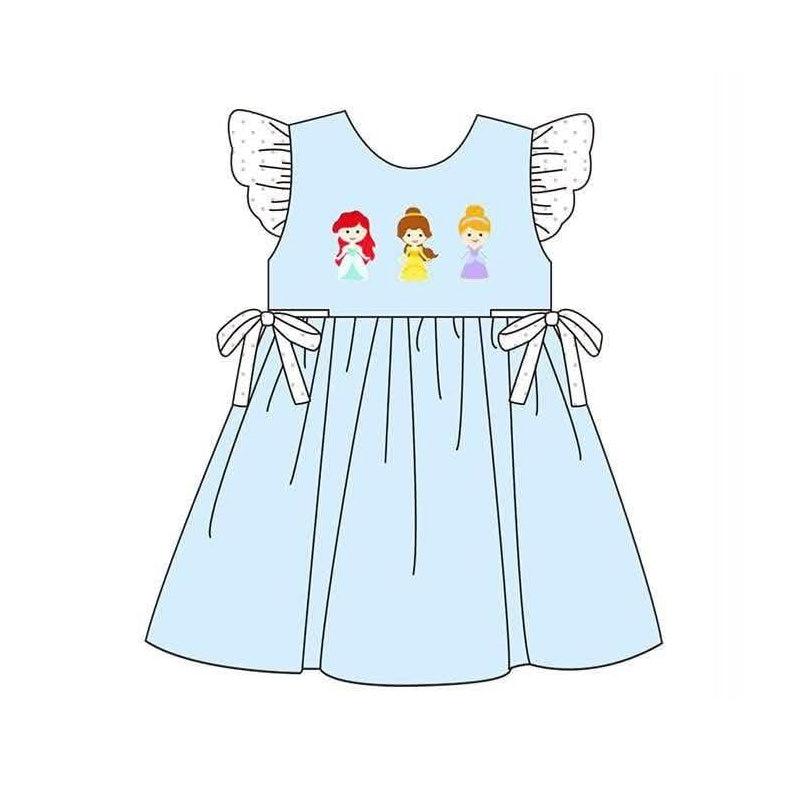 5.8 Pre order No Moq Cute Clothes Baby Girls Blue Ruffle Flutter Sleeve Top Shorts Set Matching Romper Dress