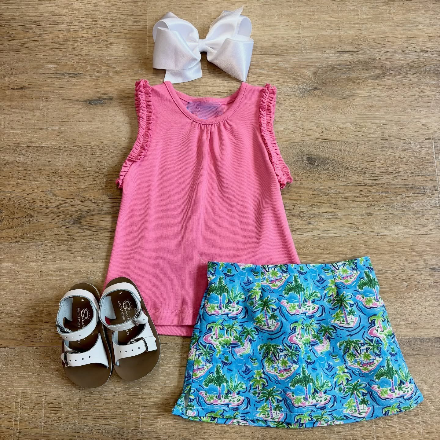 5.9 GSD4216 Pre order No Moq Baby Girls Pink Summer Sleeveless Top Yoga Skirt Set