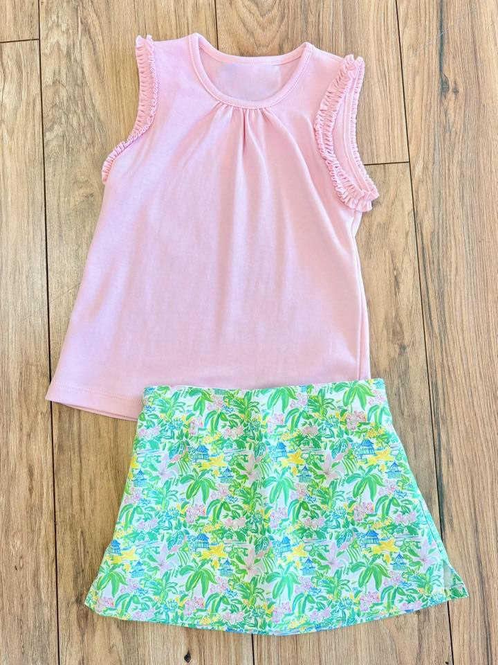 5.9 GSD4217 Pre order No Moq Baby Girls Summer Sleeveless Top Yoga Skirt Set