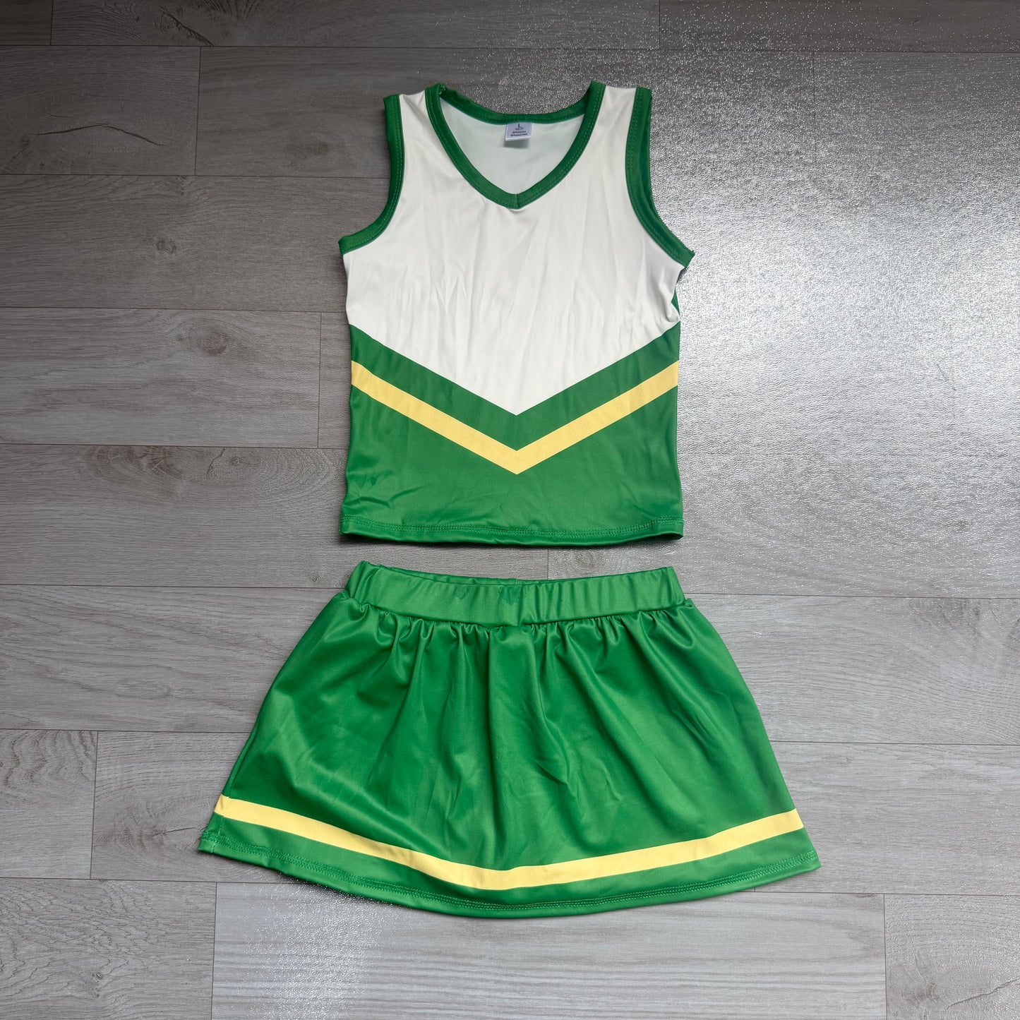 GSD4238 Sample No Moq Yoga Baby Girls Green Yellow Vest Top Matching Skort Two Piece Yoga Active Team Clothes Set