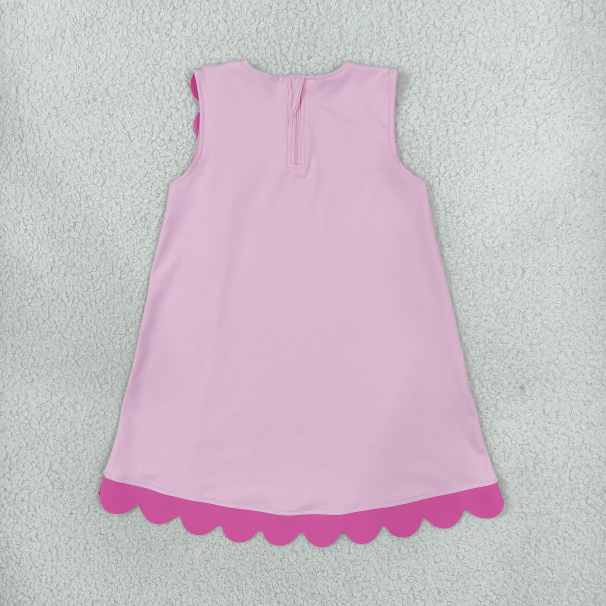 RTS NO MOQ （In stock）yoga fabric cotton GSD4240 Yoga Baby Girls Pink Sleeveless Yoga Active Scallop Knee Length Dresses