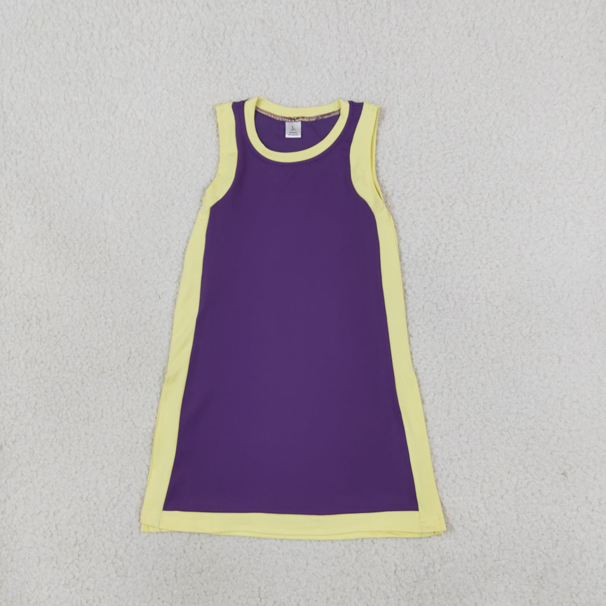 RTS NO MOQ （In stock）yoga fabric cotton GSD4253 Yoga Baby Girls Separate Shorts Solid Purple Sleeveless Yoga Knee Length Dress