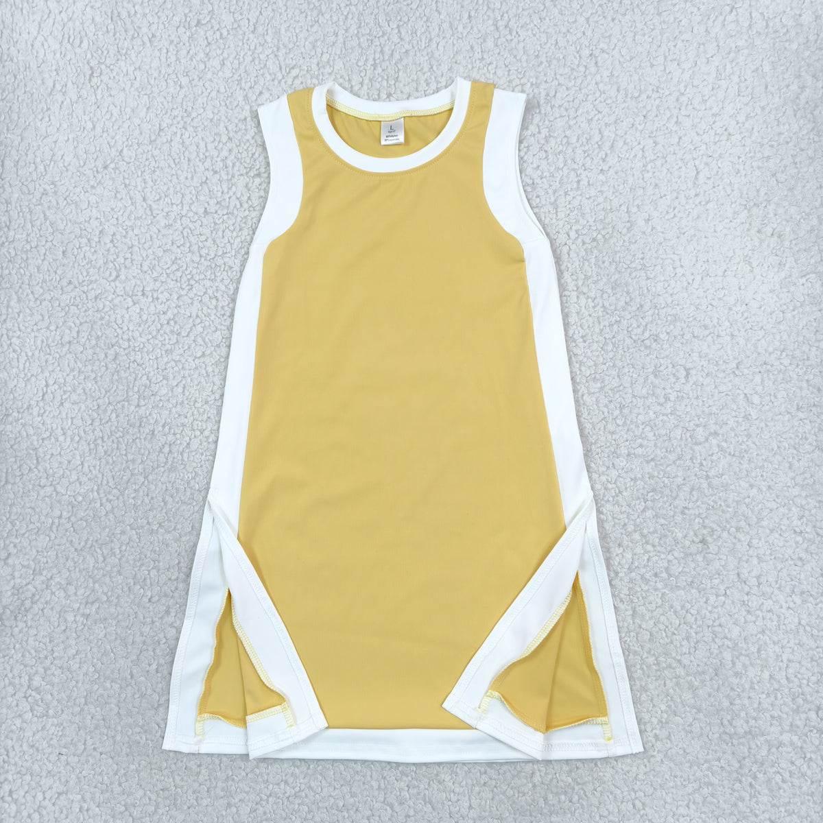 RTS NO MOQ （In stock）yoga fabric cotton GSD4254 Yoga Baby Girls Separate Shorts Solid White Yellow Sleeveless Yoga Knee Length Dress