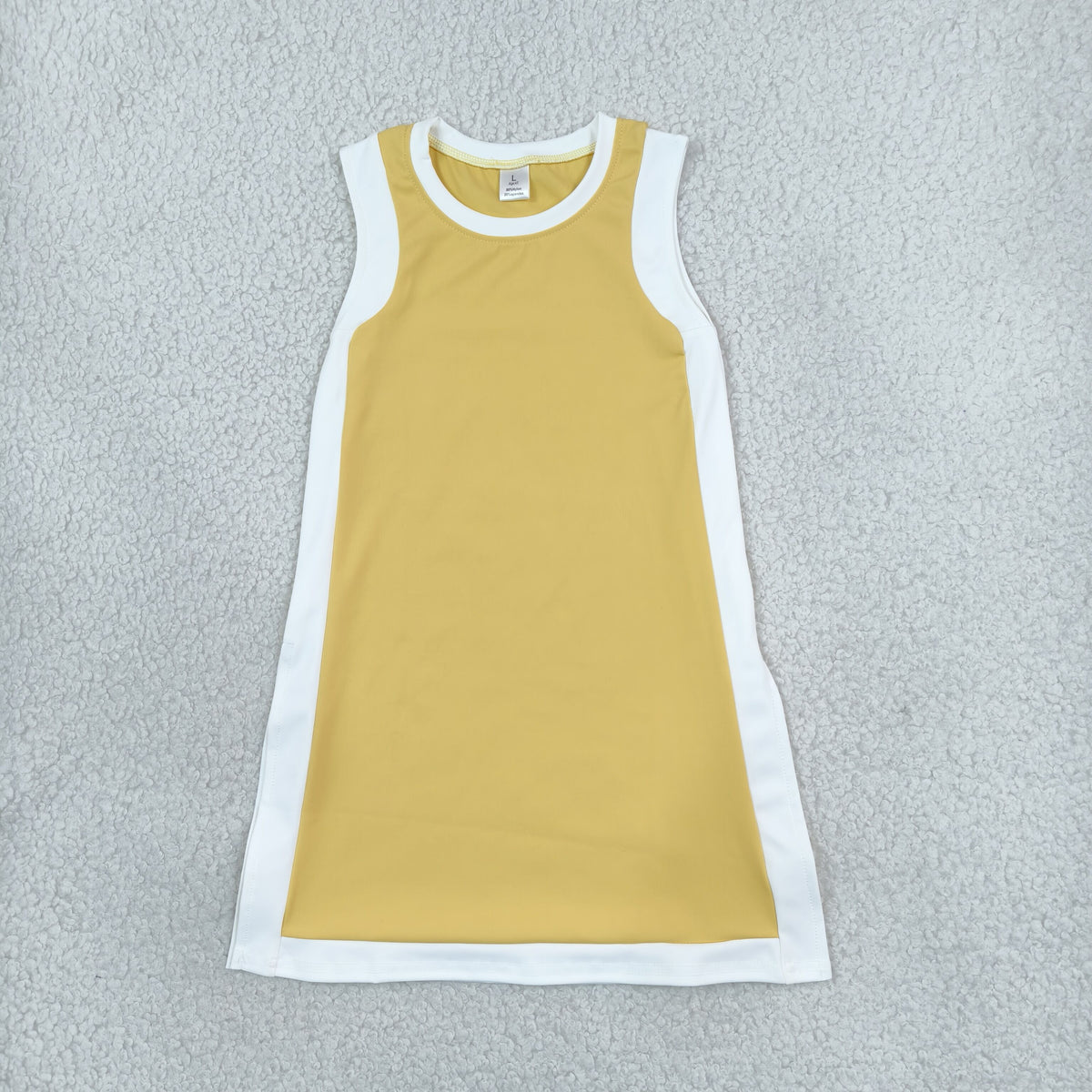 RTS NO MOQ （In stock）yoga fabric cotton GSD4254 Yoga Baby Girls Separate Shorts Solid White Yellow Sleeveless Yoga Knee Length Dress