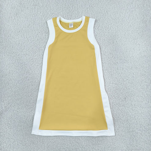 RTS NO MOQ Sibling yoga fabric cotton Separate Shorts Baby Girls Color Block Sleeveless A Line Yoga Dress Round Neck Casual Summer Dress