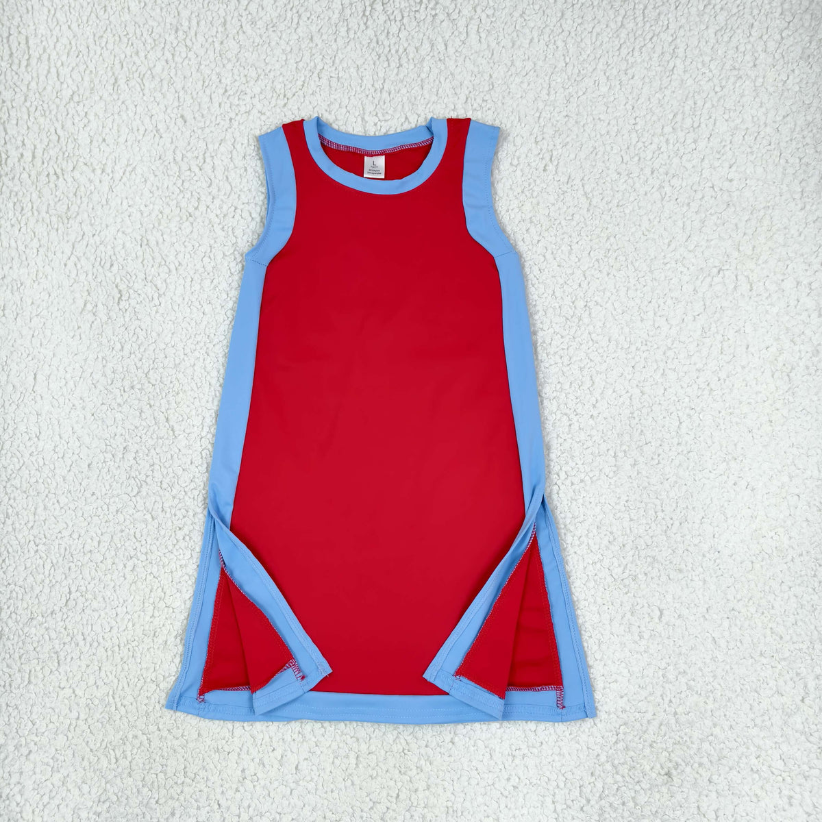 RTS NO MOQ （In stock）yoga fabric cotton GSD4254 Yoga Baby Girls Separate Shorts Solid Bule Red Sleeveless Yoga Knee Length Dress