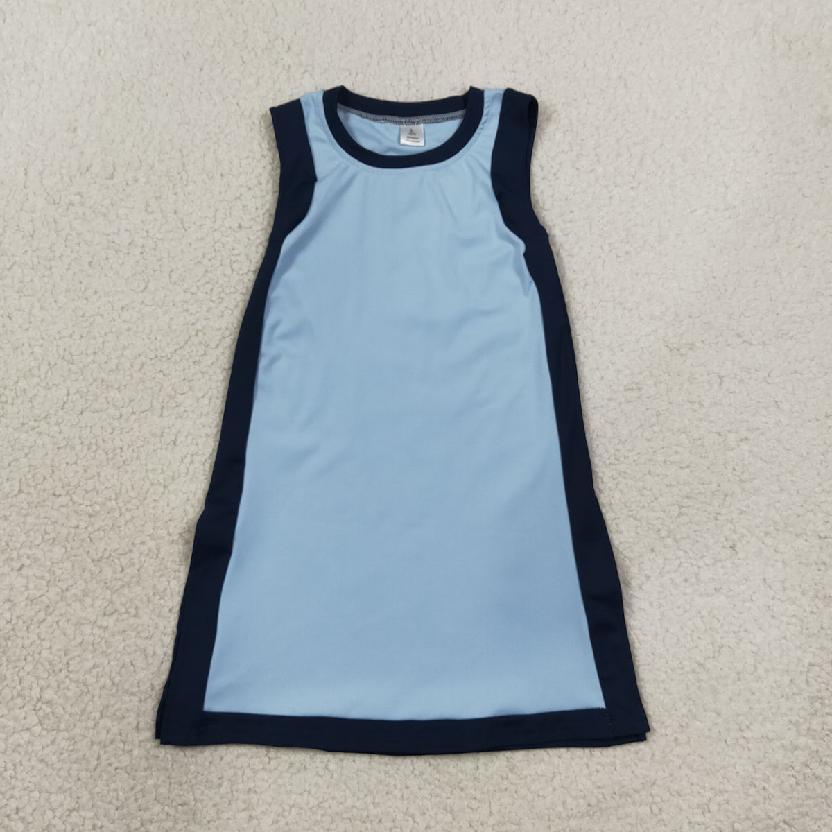 RTS NO MOQ （In stock）yoga fabric cotton GSD4256 Yoga Baby Girls Separate Shorts Solid Navy Blue Sleeveless Yoga Knee Length Dress