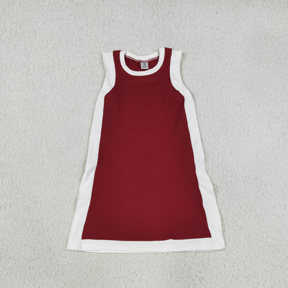 RTS NO MOQ （In stock）GSD4257 yoga fabric Baby Girls Sleeveless White Maroon Yoga Active Knee Length Dresses
