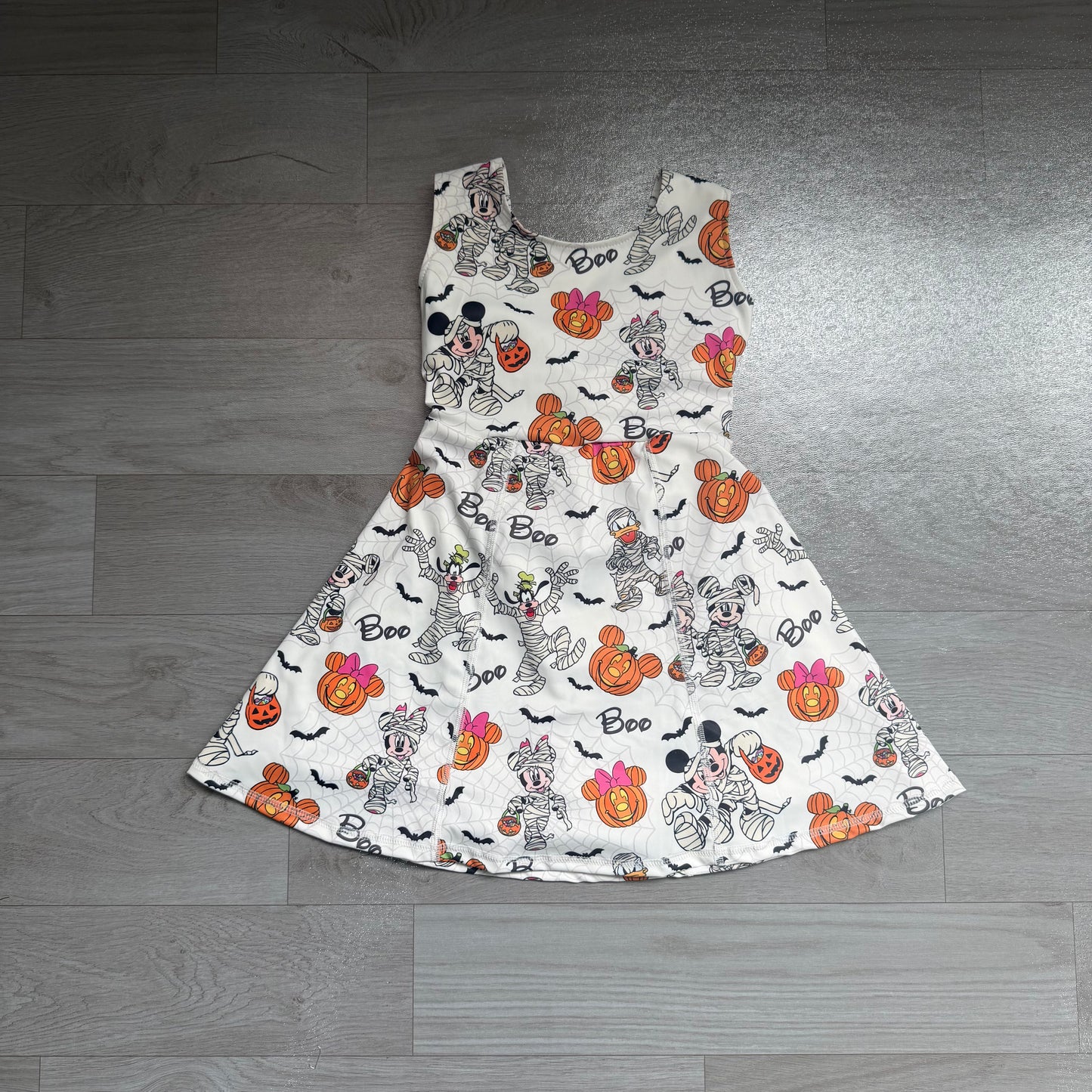 GSD4291 Sample No Moq Sleeveless boo mouse pumpkin girls Halloween athletic dress