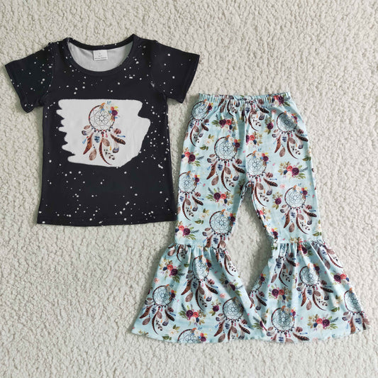 GSPO0035  Kids girls clothes  short sleeves top with trousers set-promotion 2024.6.1 $5.5