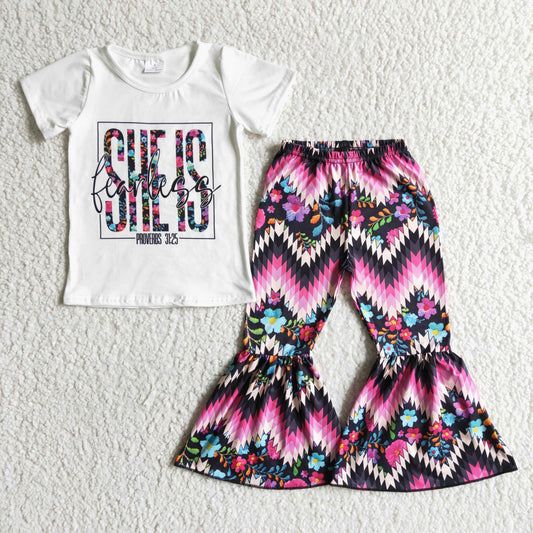 GSPO0041  Kids girls clothes  short sleeves top with trousers set-promotion 2024.6.1 $5.5