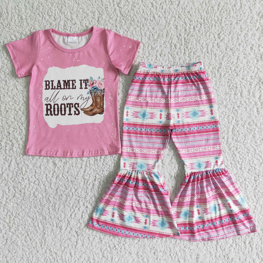 GSPO0054 Kids girls clothes  short sleeves top with trousers set-promotion 2024.6.15 $5.5