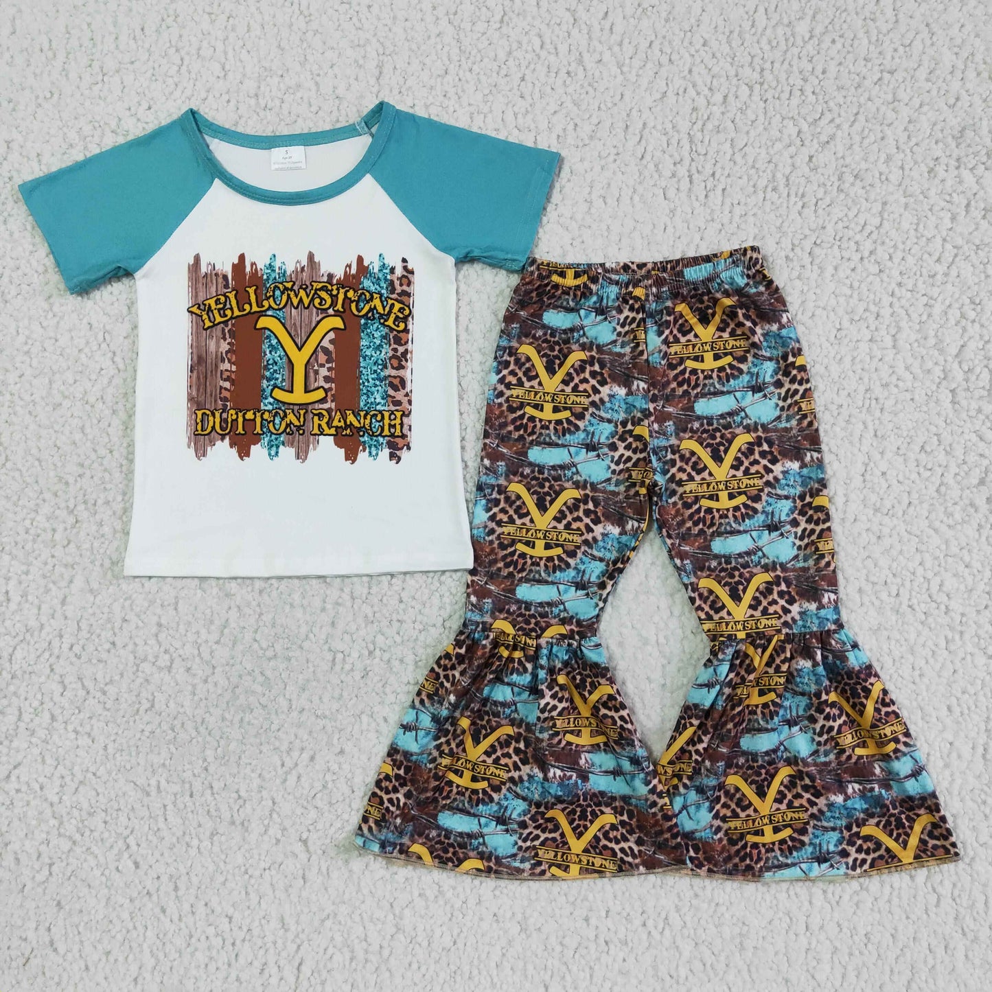 GSPO0064 Kids girls clothes  short sleeves top with trousers set-promotion 2024.6.15 $5.5