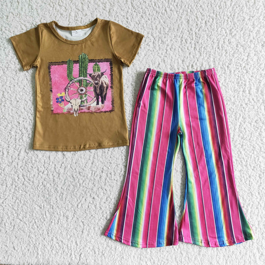 GSPO0069  Kids girls clothes  short sleeves top with trousers set-promotion 2024.6.1 $5.5
