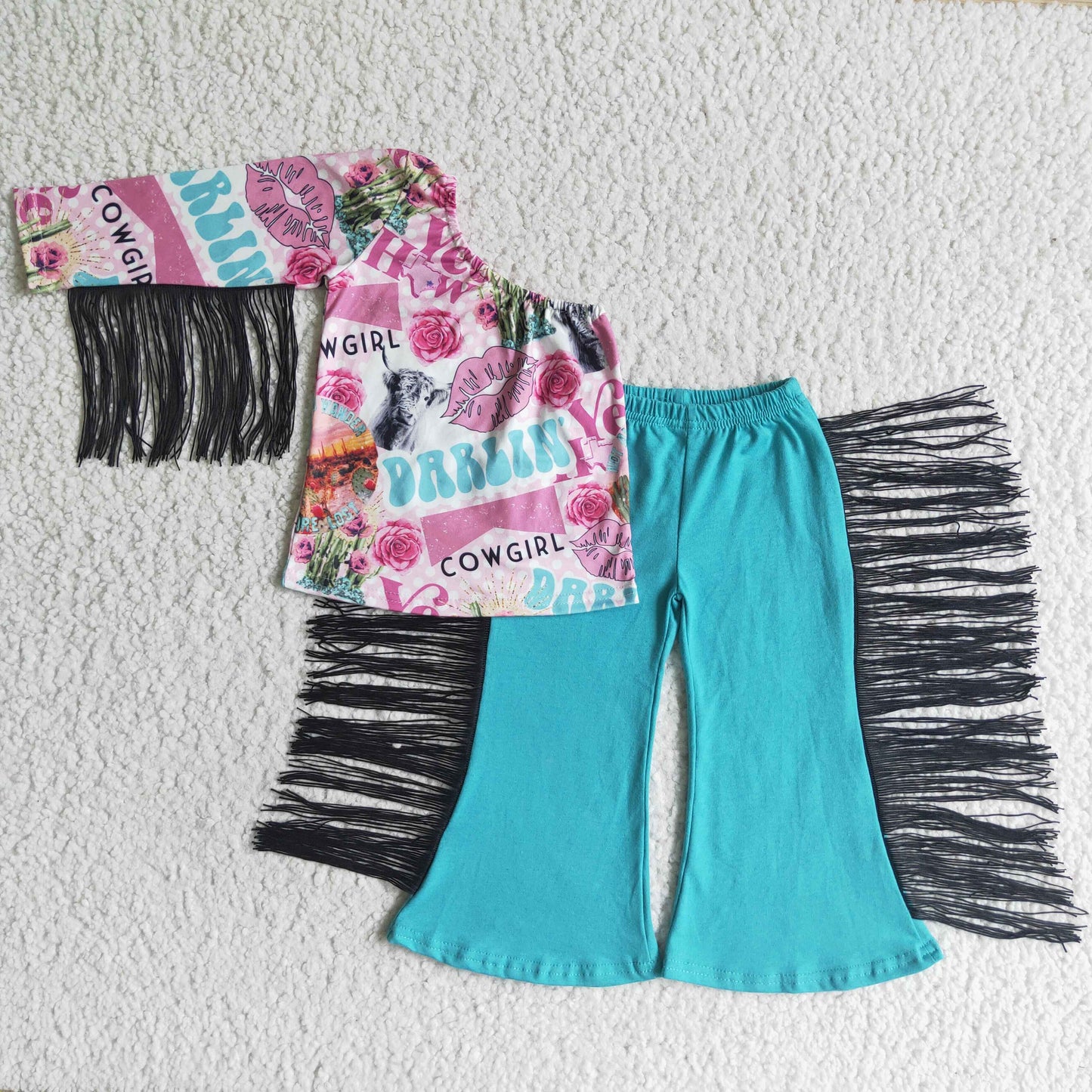 GSPO0141  Baby girls darlin tassel pink western pants clothes