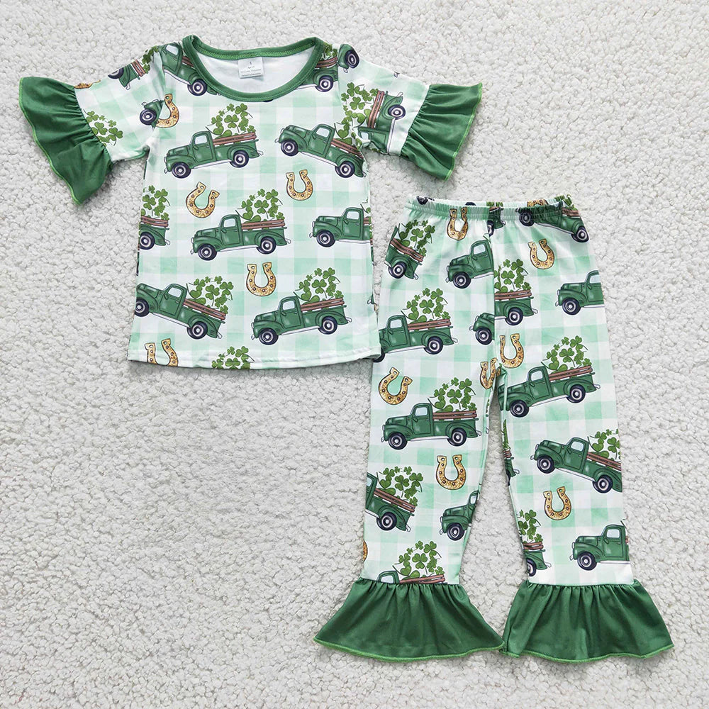 12.30 RTS Sibling Boys Baby Girls St Patrick Day Pajamas Suits