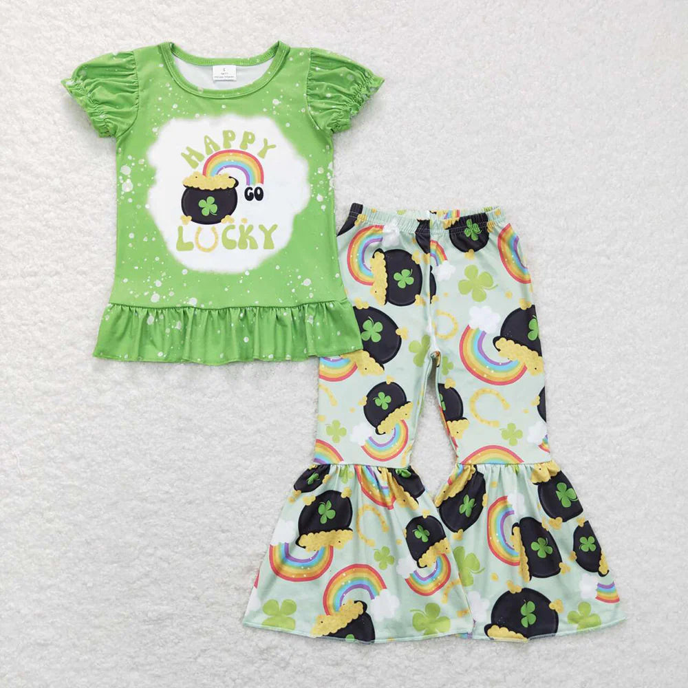 12.30 RTS Sibling Boys Baby Girls Happy Lucky St Patrick Day Outfits Clothes Sets