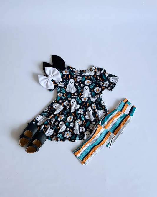 GSPO1618  Pre-order baby girls clothes short sleeve top with trousers kids autumn set