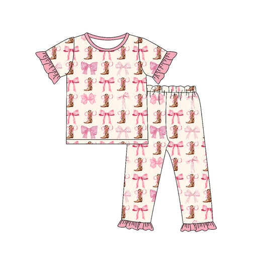 GSPO1620  Pre-order baby girls clothes short sleeve top with trousers kids summer set