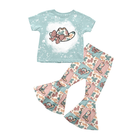 Baby Girls Camo Hats Western Top Bell Pants Clothing Sets Preorder GSPO1810