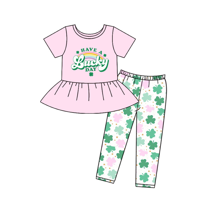 Baby Girls Pink St Patrick Lucky Top Legging Clothes Sets Preorder GSPO1812