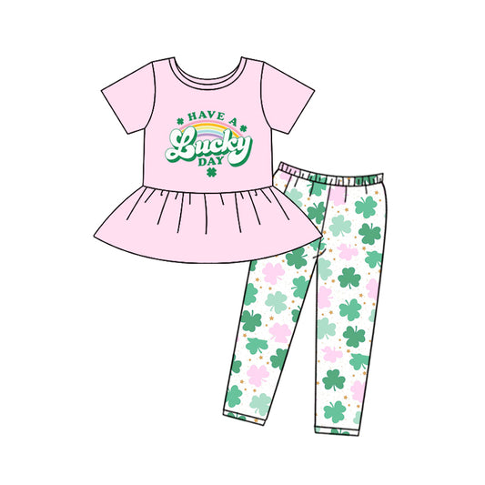 Baby Girls Pink St Patrick Lucky Top Legging Clothes Sets Preorder GSPO1812