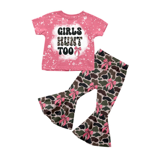 Baby Girls Camouflage Bows Shirt Bell Pants Clothes Sets Preorder GSPPO1813
