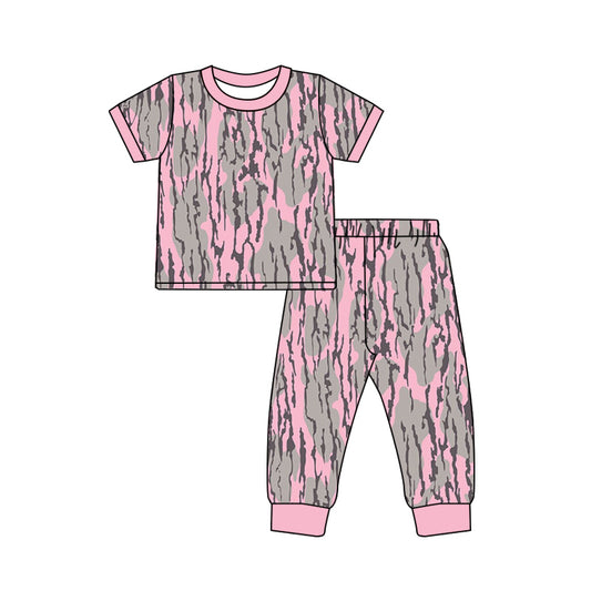 GSPO1815 Baby Girls Pink Bottomland Camouflage Top Pants Pajamas Clothing Sets Preorder