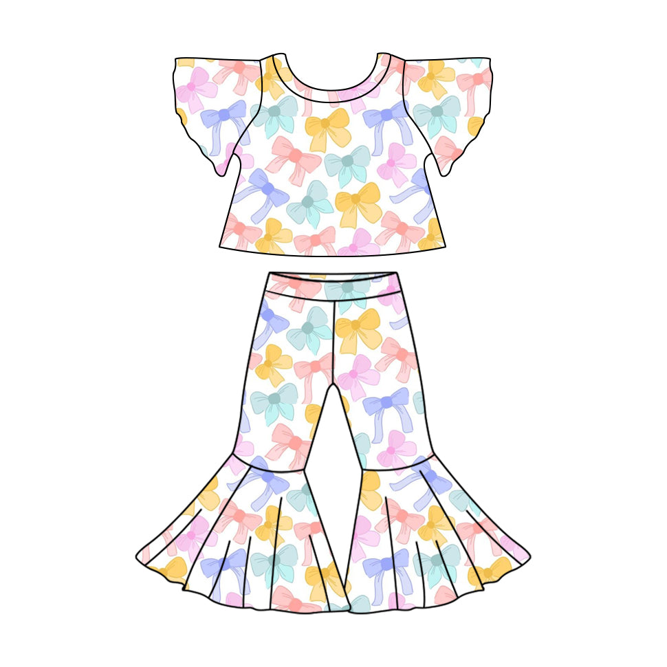Baby Girls Floating Sleeve Shirt Flared Pants Clothes Set Mixed Sizes Pre-order