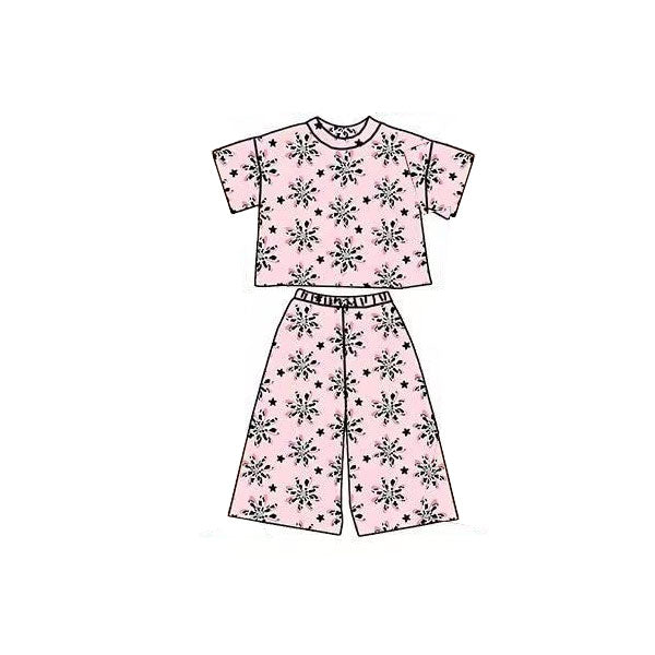 11.3 GSPO2178 Pre order No Moq Baby Girls Stars Snowflakes Top Flare Pants Clothes Sets