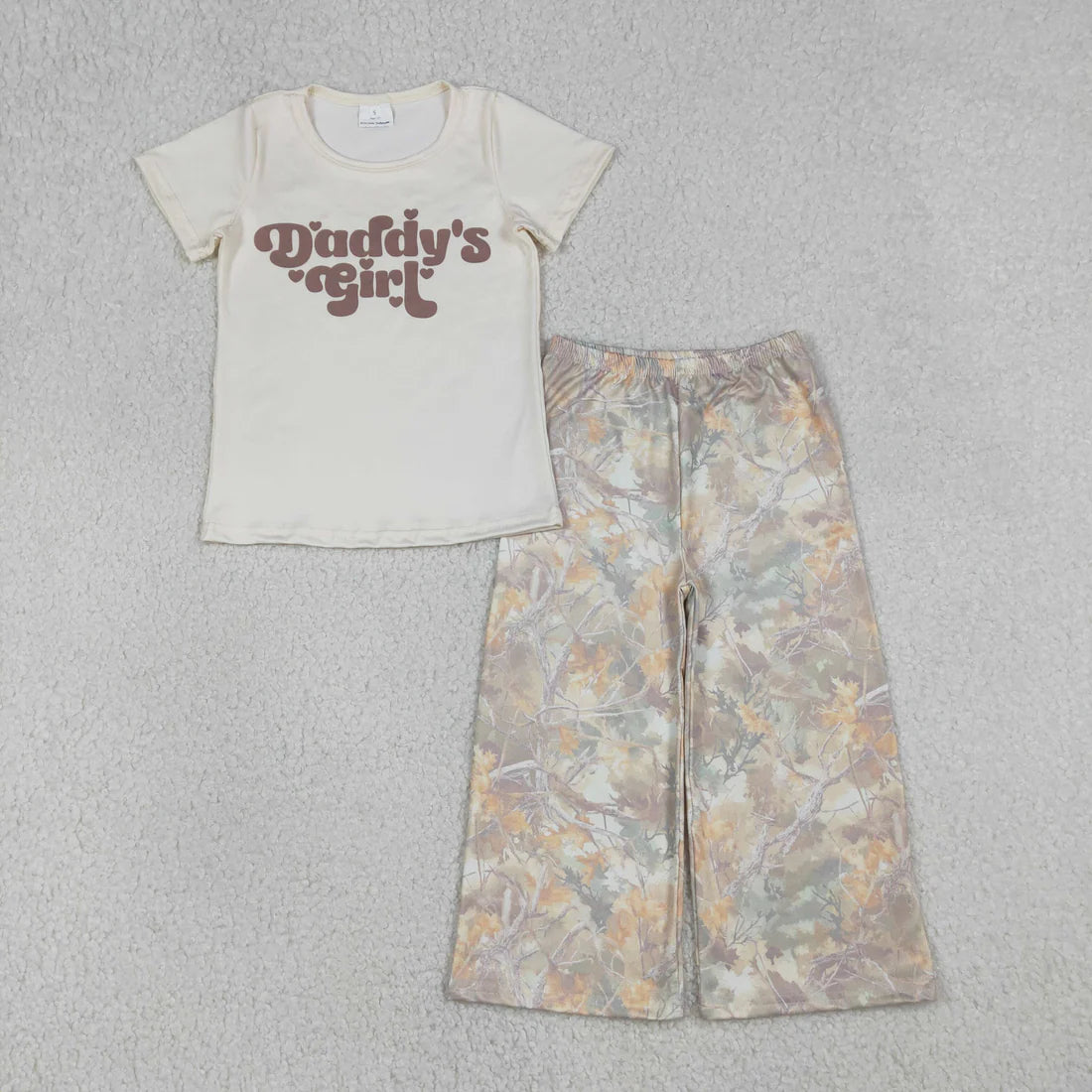 1.23 RTS Sibling Baby Mama&Dad's Girl Hearts Top Checked Camo Flare Pants Clothes Sets T-shirts Pants