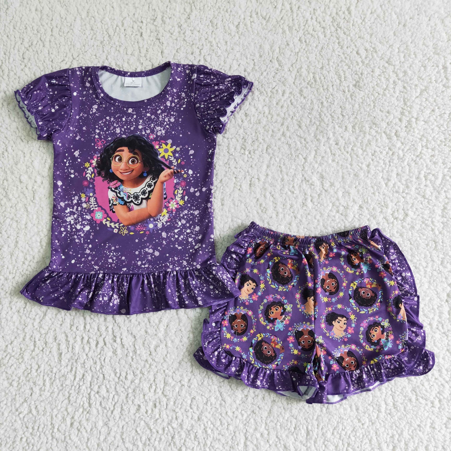 GSSO0003 Kids girls clothes short sleeve with shorts set-promotion 2024.4.27 $5.5