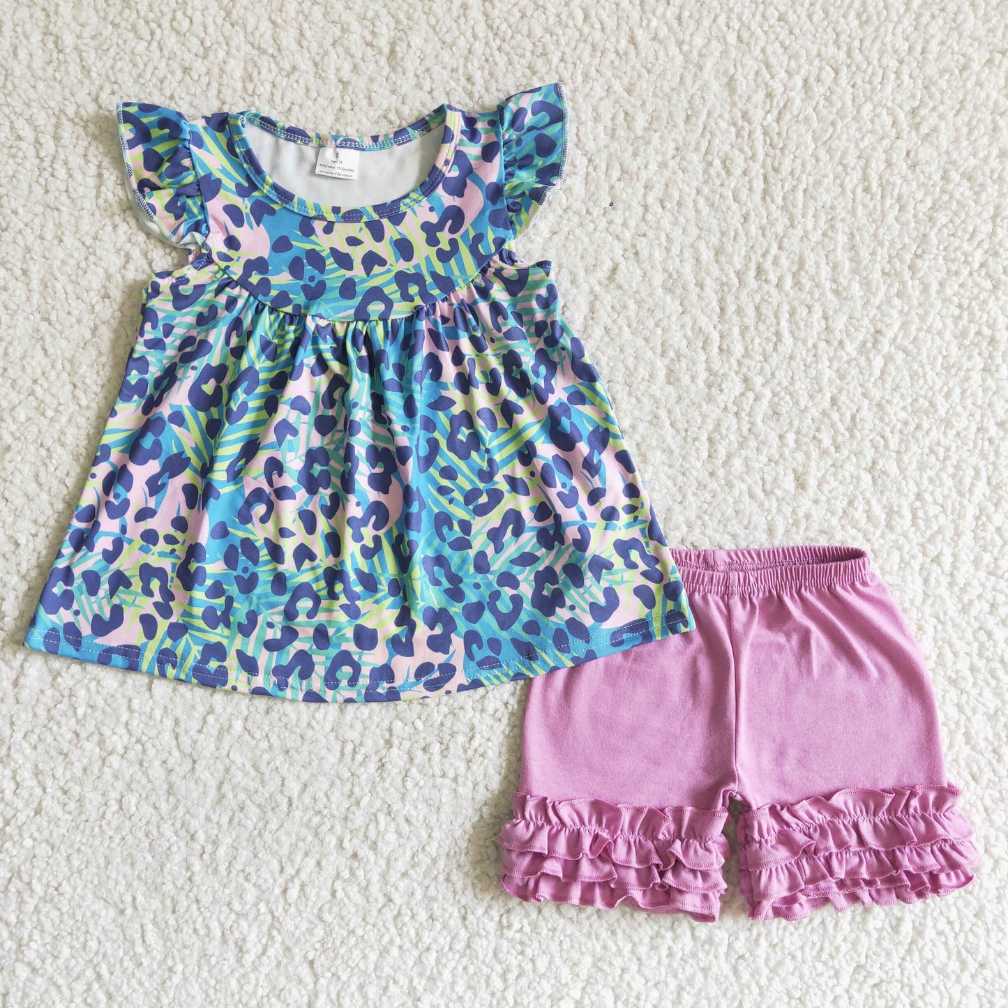 GSSO0025 Kids girls clothes short sleeve with shorts set-promotion 2024.5.11 $5.5