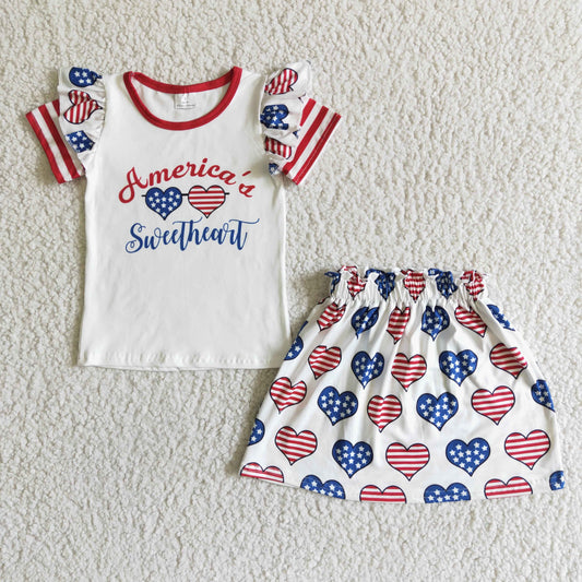 GSSO0051  Kids girls clothes  short sleeves top with short skirt set-promotion  2024.5.25 $5.5