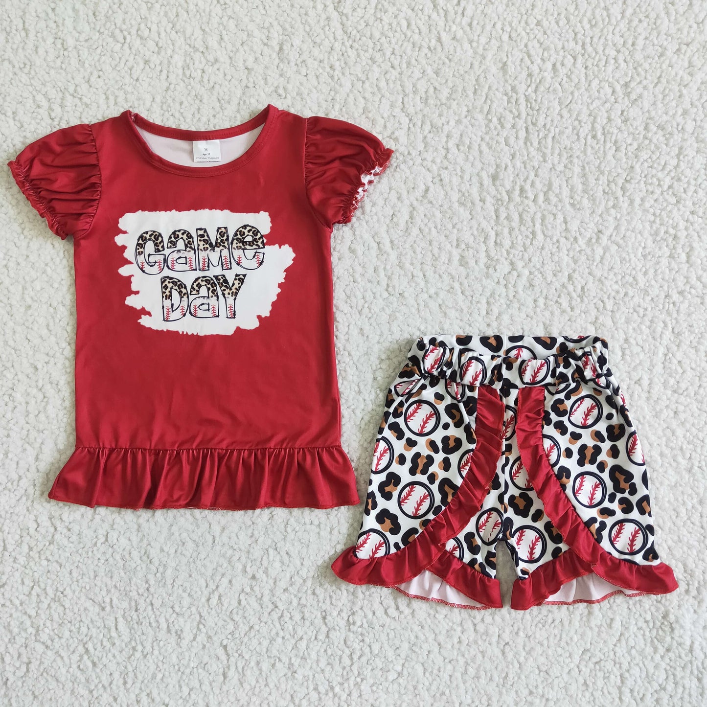 GSSO0057 Kids girls clothes puff sleeves with shorts set-promotion  2024.5.18 $5.5