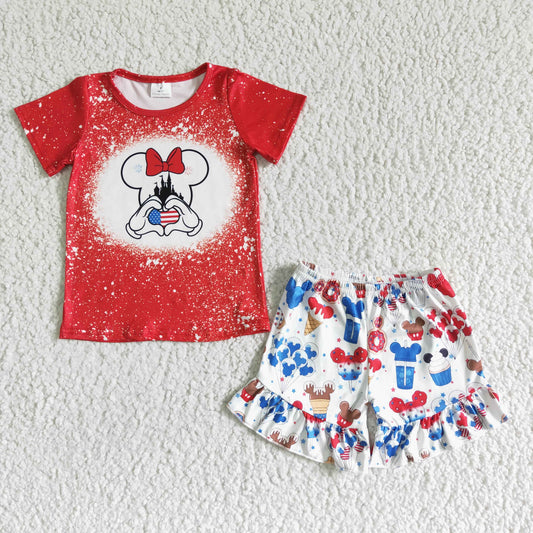 GSSO0110  Kids girls clothes short sleeves top with shorts set-promotion  2024.5.25 $5.5