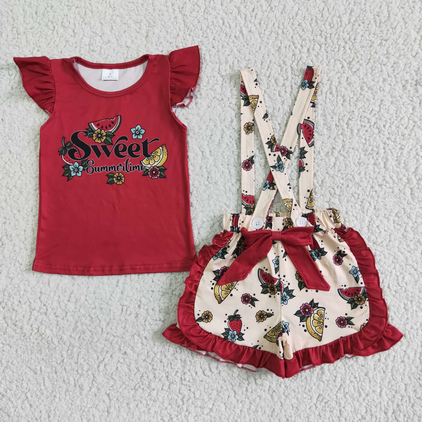 GSSO0114  Kids girls clothes flying sleeves top with shorts set-promotion  2024.5.25 $5.5