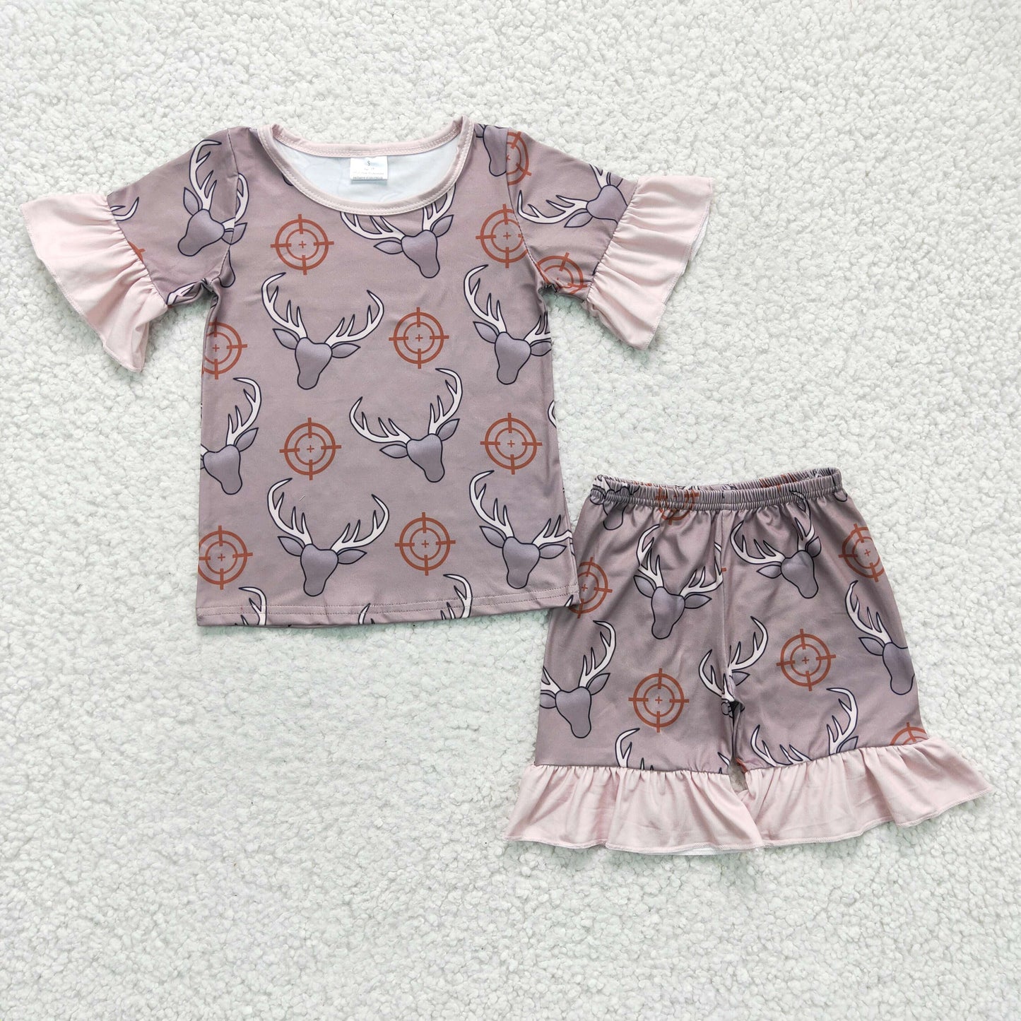 GSSO0138 Kids girls clothes short sleeves top with shorts set-promotion 2024.6.22 $5.5