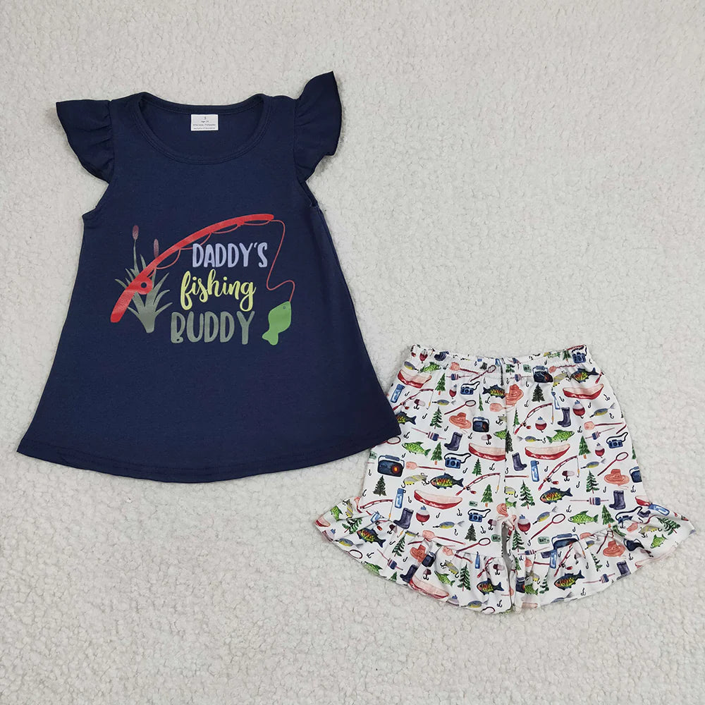 12.3 RTS Sibling Boys Baby Girls Summer Fishing Shorts Sets