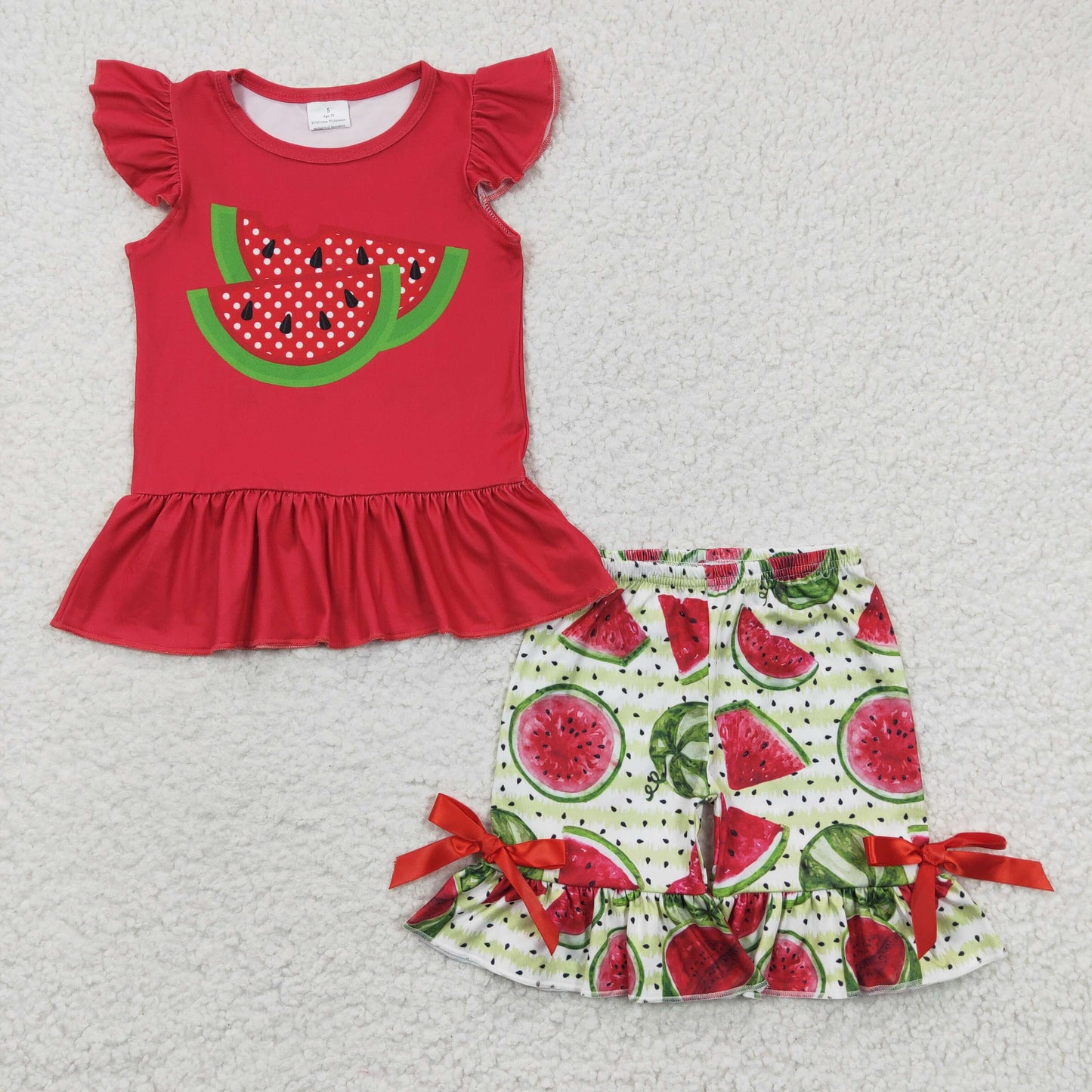 GSSO0191  Kids girls clothes  flying sleeves top with shorts set-promotion 2024.6.22 $5.5