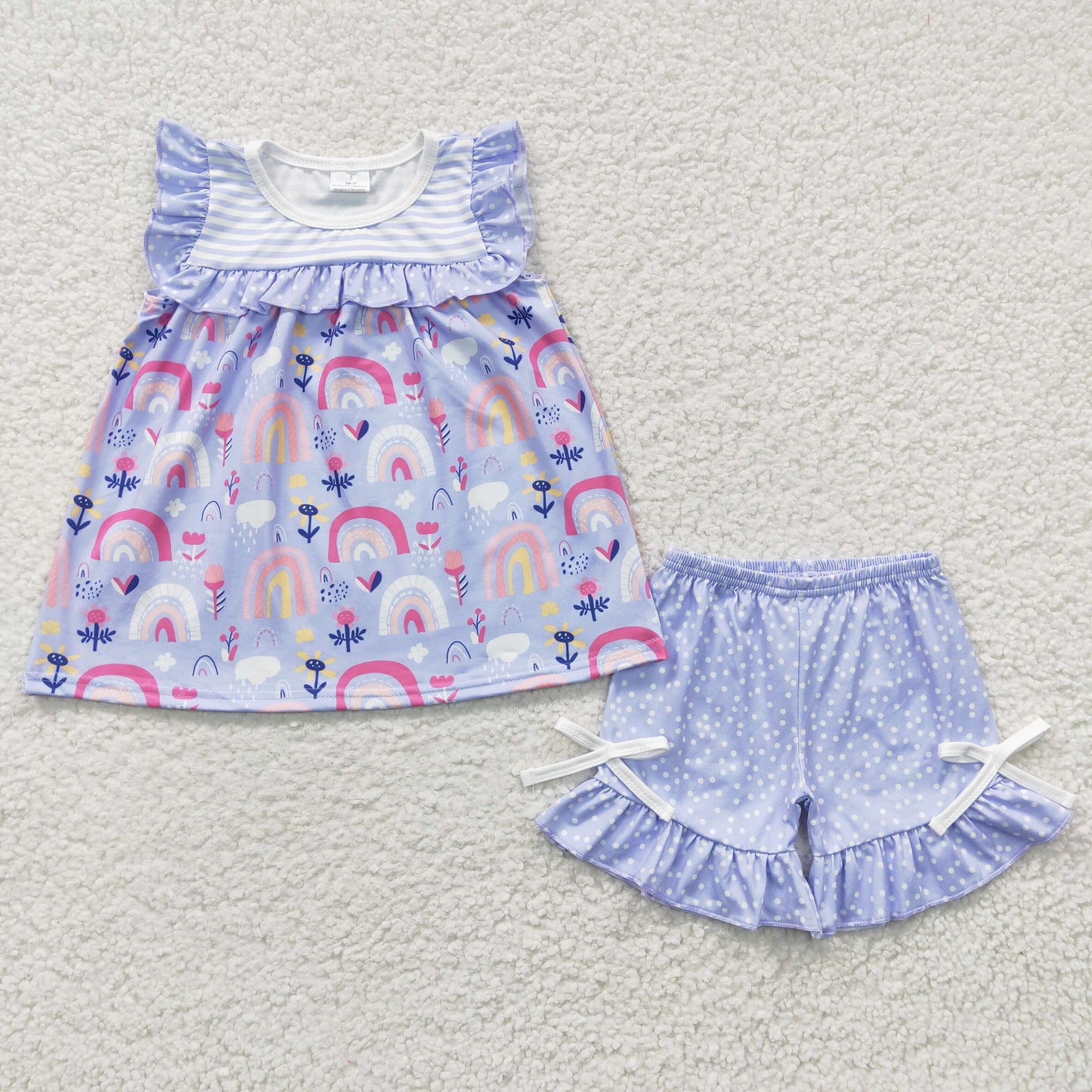 GSSO0214  Kids girls clothes sleeves top with shorts set-promotion 2024.6.29 $5.5