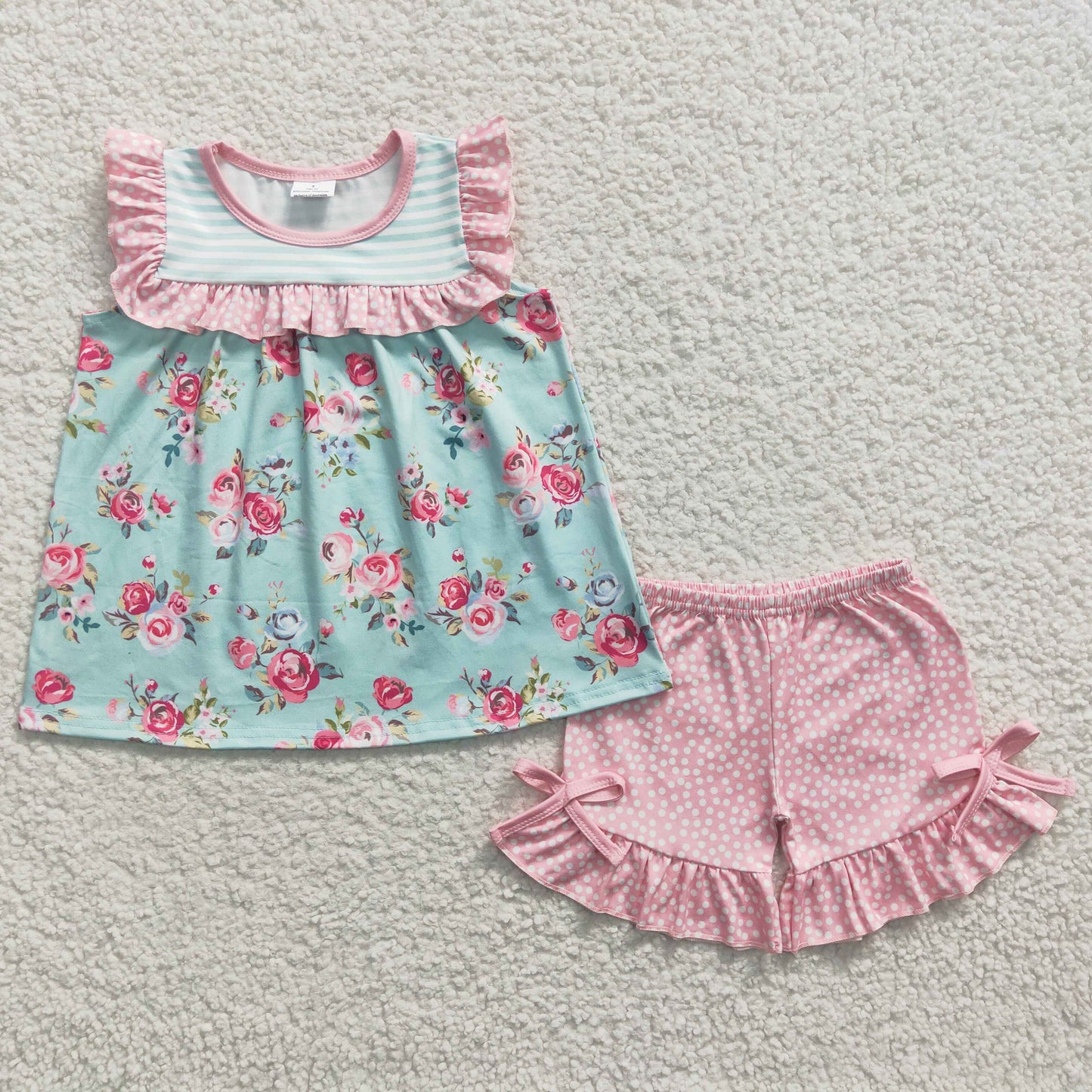 GSSO0215  Kids girls clothes sleeves top with shorts set-promotion 2024.6.29 $5.5