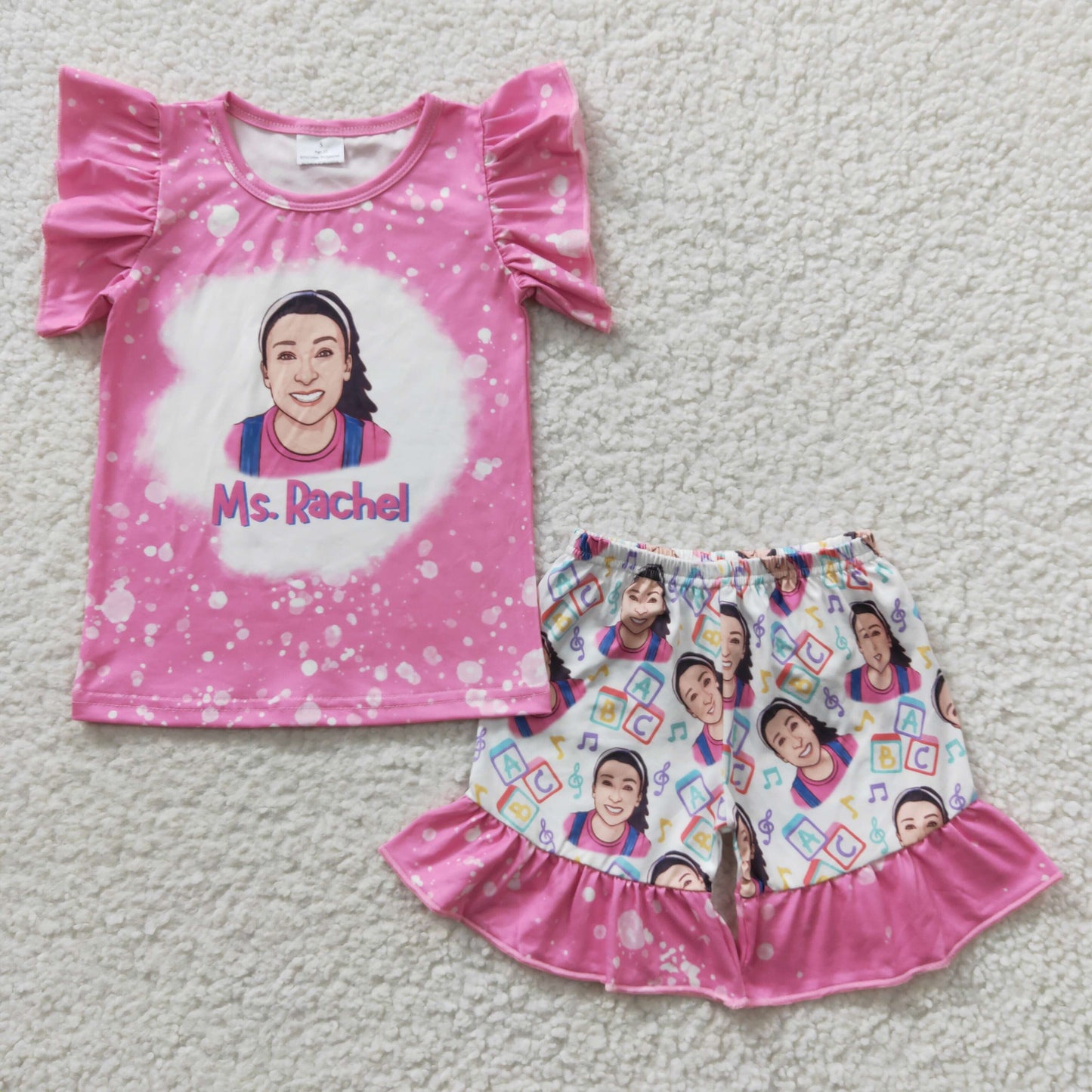 GSSO0265  Sales New RTS No Moq Promotion ABC teacher shirt match shorts girls clothes