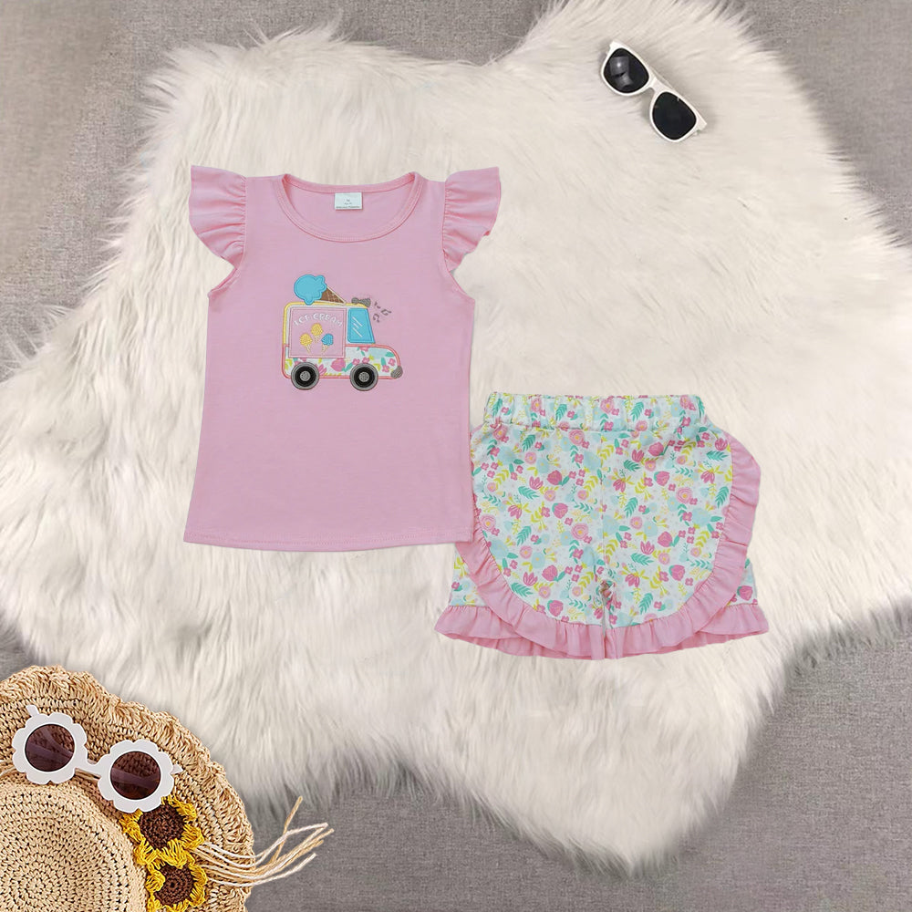 RTS Sibling Baby Girls Pink Popstick Tunic Top Shorts Outfits Summer Clothes Sets